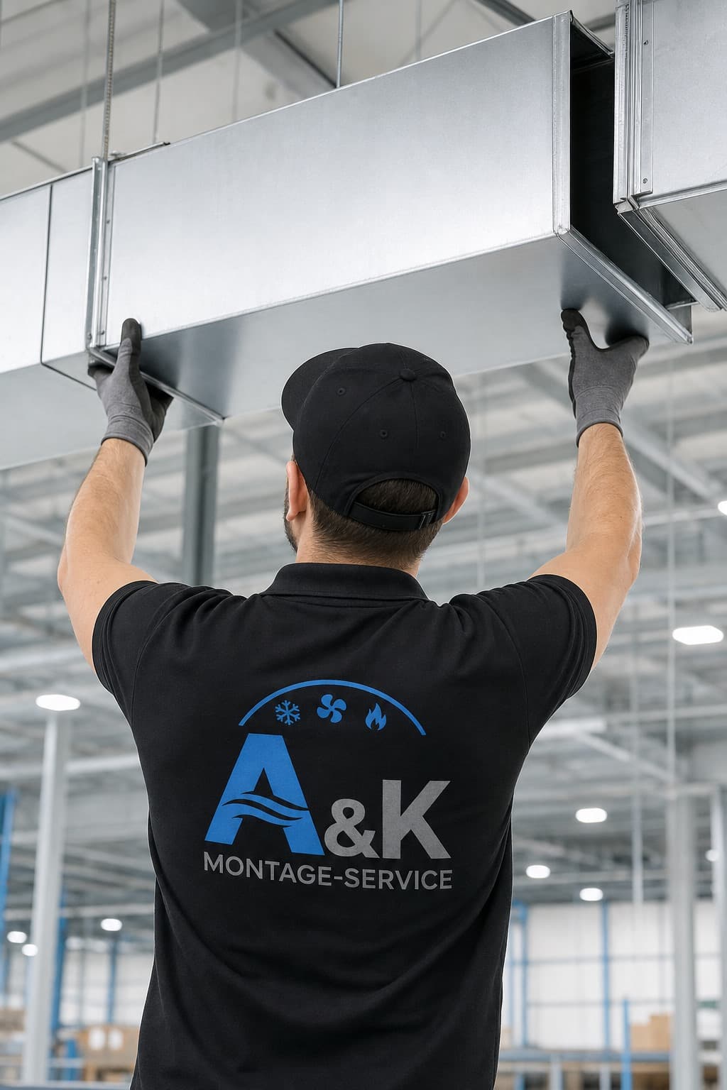 Techniker bei der Montage einer Deckenlüftung